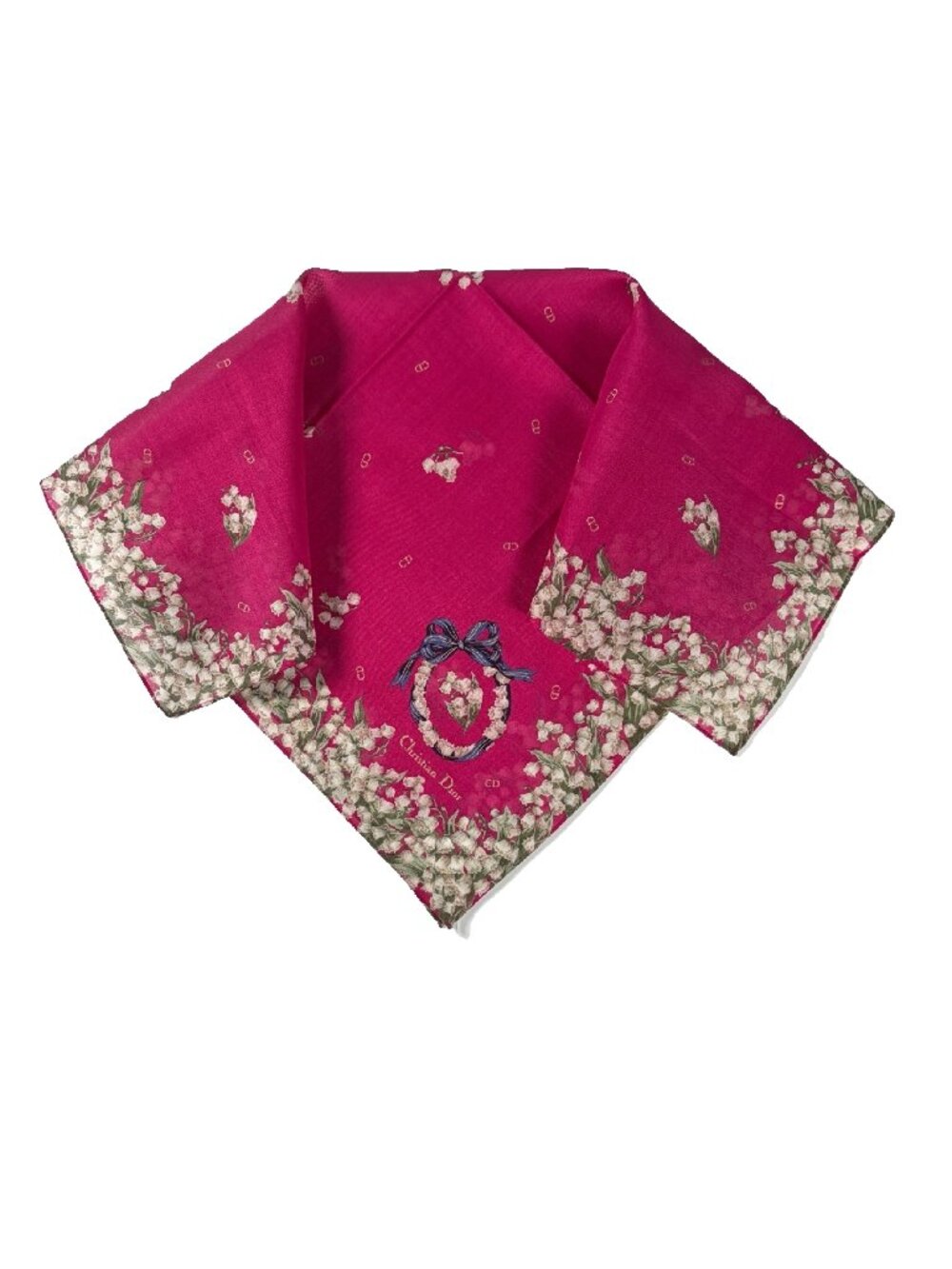 Vintage Christian Dior Lily of the Valley Cotton Scarf